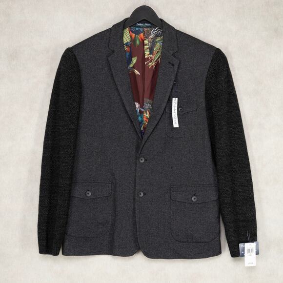 Paisley & Gray Men Ambrose Slim Fit Knitted Sport Jacket Charcoal Size XXL